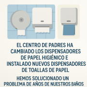 Mejoras en baños escolares gestionadas por el Centro de Padres – nuevos dispensadores instalados