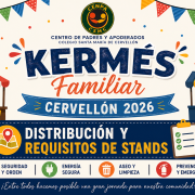 Distribución y requisitos de stands de la Kermés Familiar Cervellón 2026