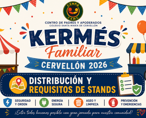 Distribución y requisitos de stands de la Kermés Familiar Cervellón 2026