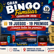 Afiche oficial con los 19 premios del Gran Bingo Familiar Cervellón 2026